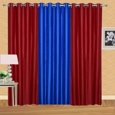 

Excel Bazaar 214 cm (7 ft) Polycotton Door Curtain (Pack Of 3)(Plain, Red-1royalblue)