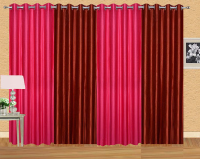 

Ville Style 153 cm (5 ft) Polyester Window Curtain (Pack Of 4)(Solid, Pink, Maroon), Maroon;pink