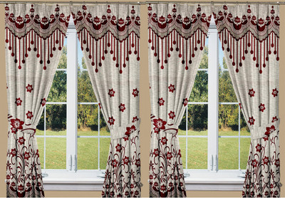 

Threadmix 152 cm (5 ft) Polyester Window Curtain (Pack Of 4)(Abstract, Red)