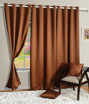 

Super India 152 cm (5 ft) Polyester Window Curtain (Pack Of 3)(Plain, Brown)