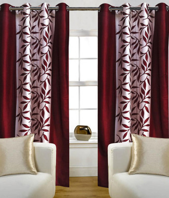 

Z Decor 84 inch (3 ft) Polyester Window Curtain (Pack Of 3)(Floral, Maroon)
