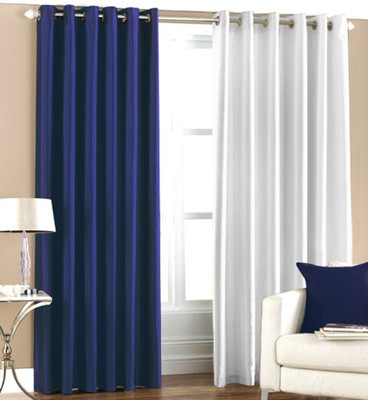 

RK Home Furnishing 214 cm (7 ft) Polyester Door Curtain (Pack Of 2)(Solid, Blue, White)