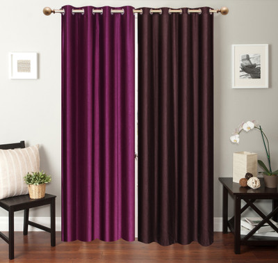 

Furnishing Zone 213 cm (7 ft) Polyester Door Curtain (Pack Of 2)(Plain, Purple, Brown), Brown;purple