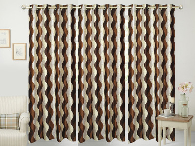 

Ville Style 214 cm (7 ft) Polyester Door Curtain (Pack Of 3)(Abstract, Brown)
