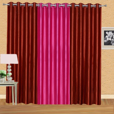 

Excel Bazaar 275 cm (9 ft) Polyester Long Door Curtain (Pack Of 3)(Solid, Rust, Magenta)