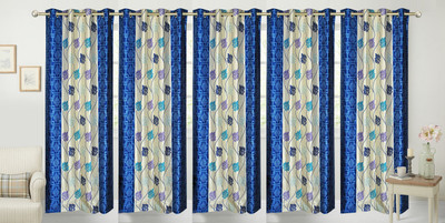 

Ville Style 275 cm (9 ft) Polyester Long Door Curtain (Pack Of 5)(Abstract, Blue)