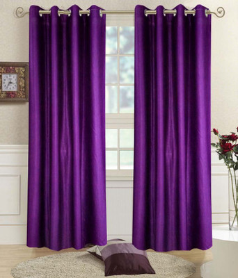 

Panipat Textile Hub 152.4 cm (5 ft) Polyester Window Curtain (Pack Of 4)(Plain, Purple)