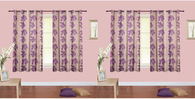 

Cortina 150 cm (5 ft) Polyester Window Curtain (Pack Of 4)(Floral, Purple)