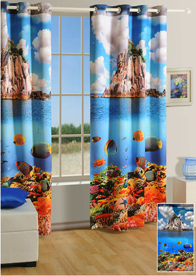 

Swayam 150 cm (5 ft) Silk Window Curtain Single Curtain(Printed, Orange, Blue, White), Blue;orange;white
