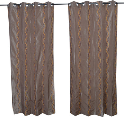 

MABA 215 cm (7 ft) Polyester Door Curtain (Pack Of 2)(Embroidered, Brown)