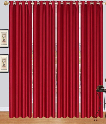 

Decor World 151 cm (5 ft) Polyester Window Curtain (Pack Of 4)(Plain, Maroon)