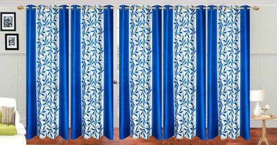 

Ville Style 214 cm (7 ft) Polyester Door Curtain (Pack Of 5)(Floral, Light Blue)