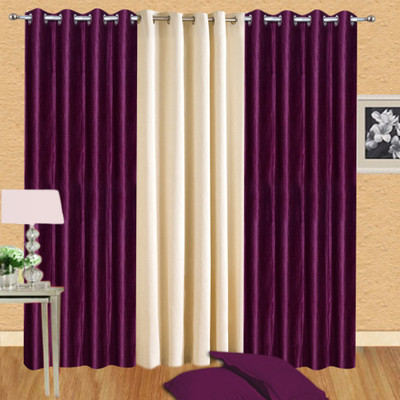

amit enterprises 213 cm (7 ft) Polyester Door Curtain (Pack Of 3)(Plain, Multicolor)