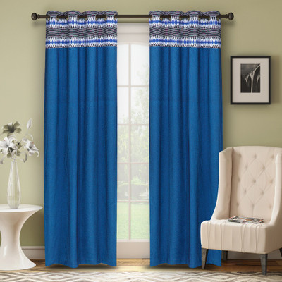 

Soumya Furnishings 157 cm (5 ft) Cotton Window Curtain Single Curtain(Solid, Blue, Black), Black;blue