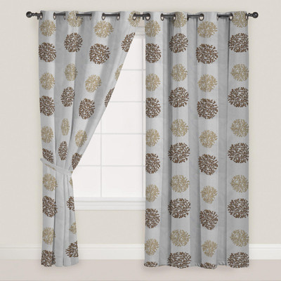 

Presto 150 cm (5 ft) Polyester Window Curtain (Pack Of 2)(Floral, Grey)