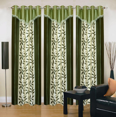 

Ville Style 214 cm (7 ft) Polyester Door Curtain (Pack Of 3)(Floral, Green)