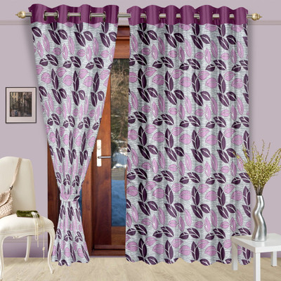 

Cortina 210 cm (7 ft) Polyester Door Curtain (Pack Of 2)(Floral, Purple)