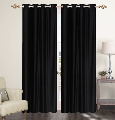 

Furnishing Zone 274 cm (9 ft) Polyester Long Door Curtain (Pack Of 2)(Plain, Black)
