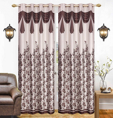 

The Intellect Bazaar 274 cm (9 ft) Jacquard Long Door Curtain (Pack Of 2)(Floral, Brown)