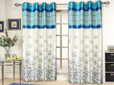 

STRINGS 152 cm (5 ft) Jacquard Window & Door Curtain (Pack Of 2)(Floral, Multicolor)
