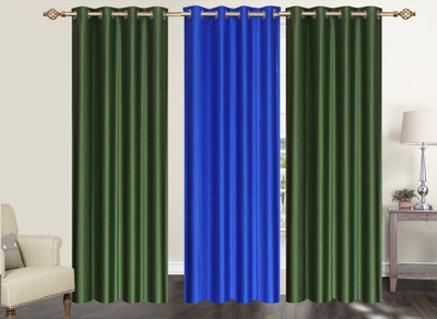 

Furnishing Zone 213 cm (7 ft) Polyester Door Curtain (Pack Of 3)(Plain, Green, Blue), Blue;green
