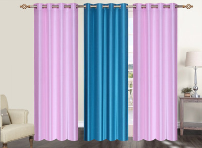 

Furnishing Zone 152 cm (5 ft) Polyester Window Curtain (Pack Of 3)(Plain, Pink, Blue), Blue;pink