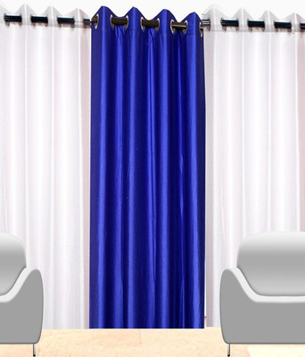

deepanshi handloom 152 cm (5 ft) Polyester Window Curtain (Pack Of 3)(Plain, Multicolor)