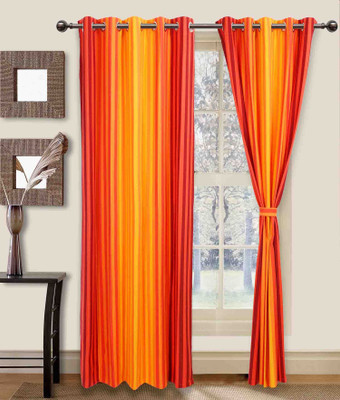 

Elan 210 cm (7 ft) Cotton Door Curtain Single Curtain(Striped, Orange)