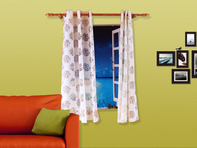 

Veer Creations 150 cm (5 ft) Polycotton Window Curtain (Pack Of 2)(Floral, Multicolor)