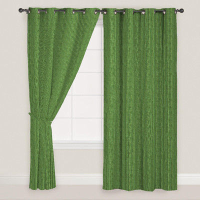 

FurnishingLand 152 cm (5 ft) Polycotton Window Curtain (Pack Of 2)(Striped, Green)
