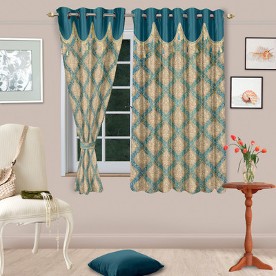 

Cortina 150 cm (12 ft) Polyester Window Curtain (Pack Of 2)(Floral, Blue)