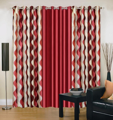 

Ville Style 275 cm (9 ft) Polyester Long Door Curtain (Pack Of 3)(Abstract, Maroon)