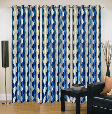 

Stella Creations 214 cm (7 ft) Polyester Door Curtain (Pack Of 3)(Printed, Blue)