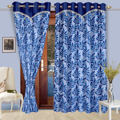 

Cortina 270 cm (9 ft) Polyester Long Door Curtain (Pack Of 2)(Floral, Blue)