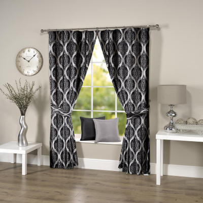 

Threadmix 152 cm (5 ft) Polyester Window Curtain Single Curtain(Floral, Black)