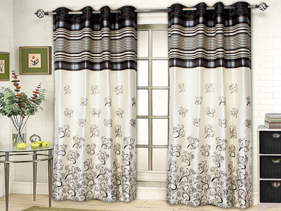 

STRINGS 274 cm (9 ft) Jacquard Long Door Curtain (Pack Of 2)(Floral, Multicolor)