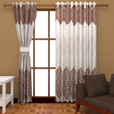 

Super India 215 cm (7 ft) Polyester Door Curtain (Pack Of 2)(Abstract, Cream)