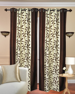 

Excel Bazaar 214 cm (7 ft) Polyester Door Curtain (Pack Of 2)(Floral, Brown)