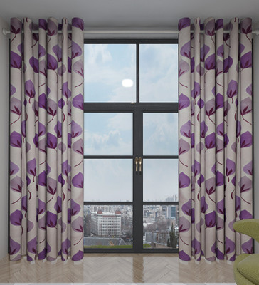 

Home Candy 212 cm (7 ft) Polyester Door Curtain (Pack Of 2)(Floral, Purple)