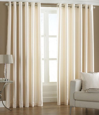 

PHome Decor 152 cm (5 ft) Polyester Window Curtain (Pack Of 2)(Plain, Cream)