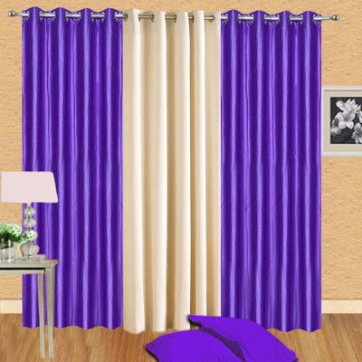 

Excel Bazaar 275 cm (9 ft) Polyester Long Door Curtain (Pack Of 3)(Solid, Purple, Cream)