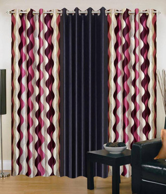 

Super India 215 cm (7 ft) Polyester Door Curtain (Pack Of 3)(Plain, Purple)