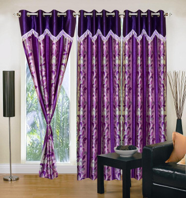 

Excel Bazaar 214 cm (7 ft) Polyester Door Curtain (Pack Of 3)(Floral, Blue)