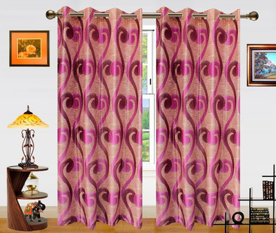 14% OFF on Dekor World 215 cm (7 ft) Polyester Door Curtain (Pack Of 2)(Abstract, Purple, Pink)