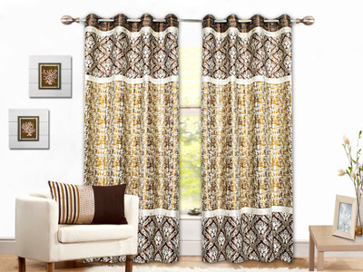 

STRINGS 213 cm (7 ft) Jacquard Window & Door Curtain (Pack Of 2)(Floral, Multicolor)