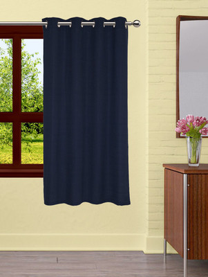 

Lushomes 150 cm (5 ft) Cotton Window Curtain Single Curtain(Embroidered, Blue)