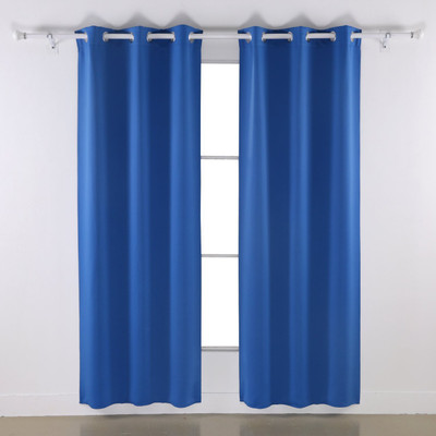 

American-Elm 275 cm (9 ft) Polyester Long Door Curtain (Pack Of 2)(Solid, Blue_3)