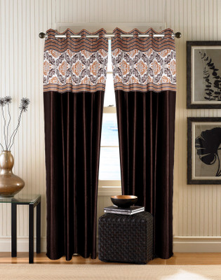 

Zesture 211 cm (7 ft) Polyester Door Curtain (Pack Of 2)(Abstract, Brown)