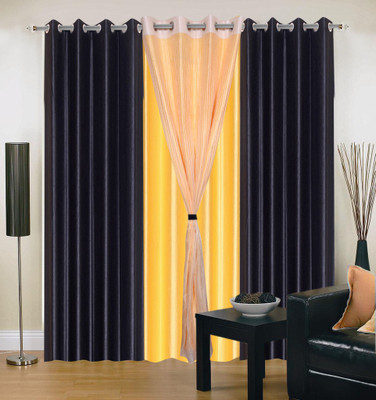 

Livingcreation 213 cm (7 ft) Polyester Door Curtain (Pack Of 4)(Plain, Black, Yellow)
