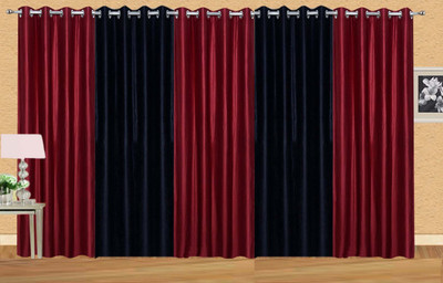 

Stella Creations 214 cm (7 ft) Polyester Door Curtain (Pack Of 5)(Solid, Maroon, Black), Black;maroon
